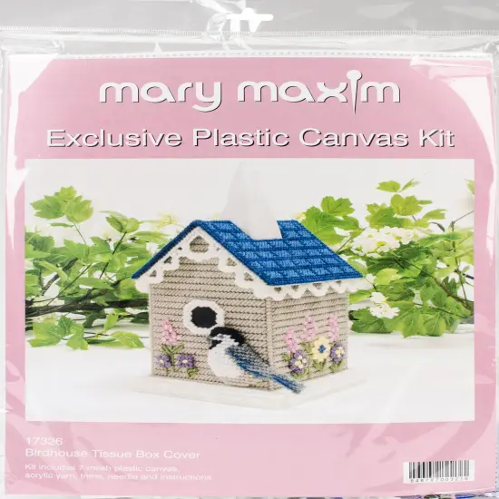 Mary Maxim Plastic Canvas Tissue Box Kit 5"-Birdhouse {1}