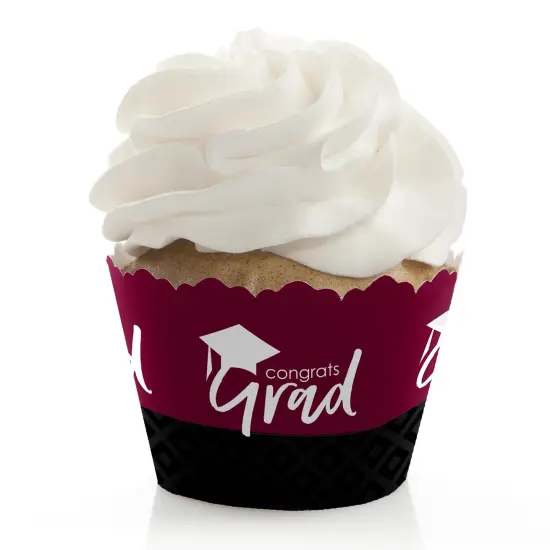 Big Dot of Happiness Maroon Graduation Party Decorations - Party Cupcake Wrappers - Set of 12 {1}