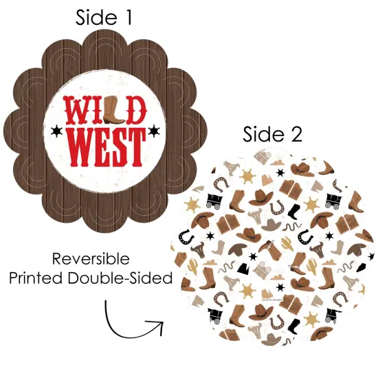 Big Dot of Happiness Western Hoedown - Wild West Cowboy Party Round Table Decorations - Paper Chargers - Place Setting For 12 {4}