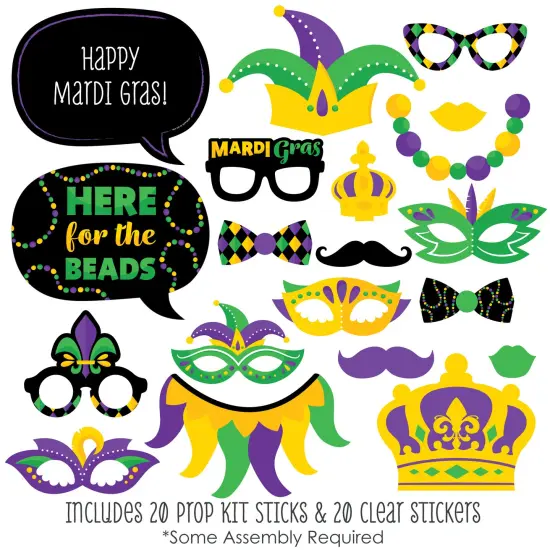 Big Dot of Happiness Colorful Mardi Gras Mask - Masquerade Party Photo Booth Props Kit - 20 Count {3}