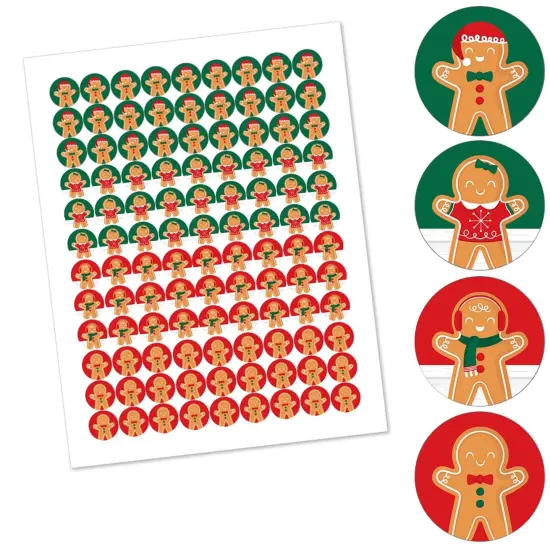 Big Dot of Happiness Gingerbread Christmas - Gingerbread Man Holiday Party Round Candy Sticker Favors - Labels Fits Chocolate Candy (1 sheet of 108) {3}