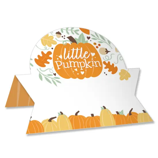 Big Dot of Happiness Little Pumpkin - Fall Birthday Party or Baby Shower Tent Buffet Card - Table Setting Name Place Cards - Set of 24 {1}