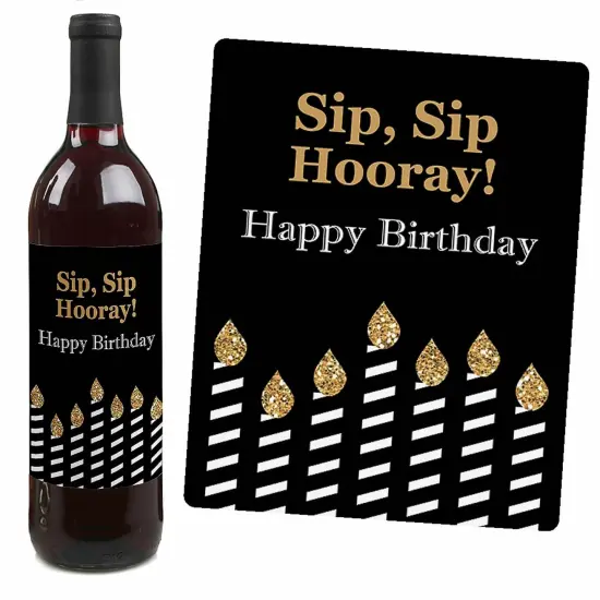 Big Dot of Happiness Adult 40th Birthday - Gold - Birthday Party Gift for Women and Men - Wine Bottle Label Stickers - Set of 4 {7}