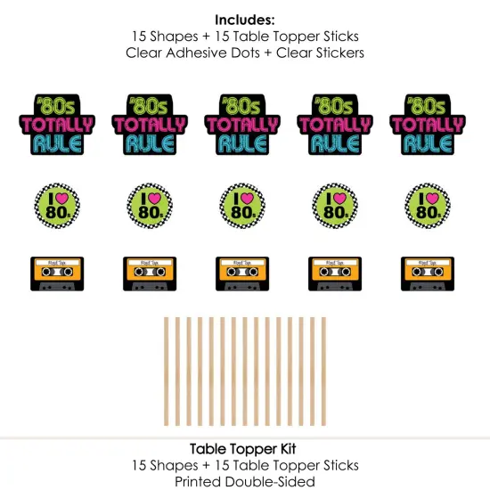 Big Dot of Happiness 80's Retro - Totally 1980s Party Centerpiece Sticks - Table Toppers - Set of 15 {7}