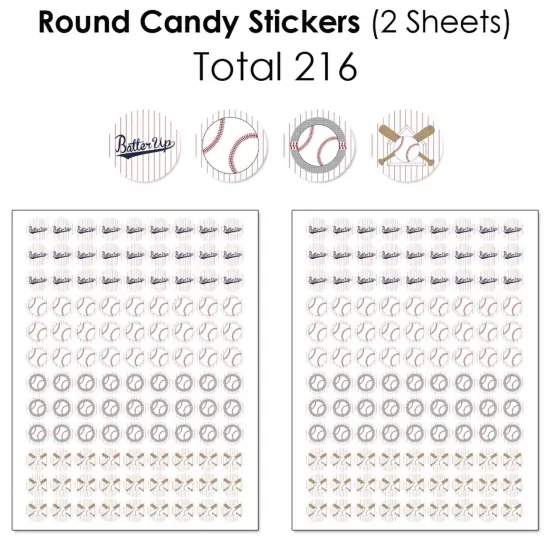 Big Dot of Happiness Batter Up - Baseball - Baby Shower or Birthday Party Candy Favor Sticker Kit - 304 Pieces {6}