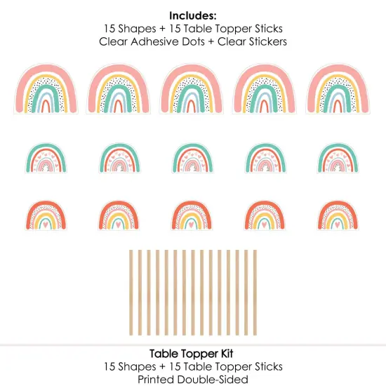 Big Dot of Happiness Hello Rainbow - Boho Baby Shower and Birthday Party Centerpiece Sticks - Table Toppers - Set of 15 {7}