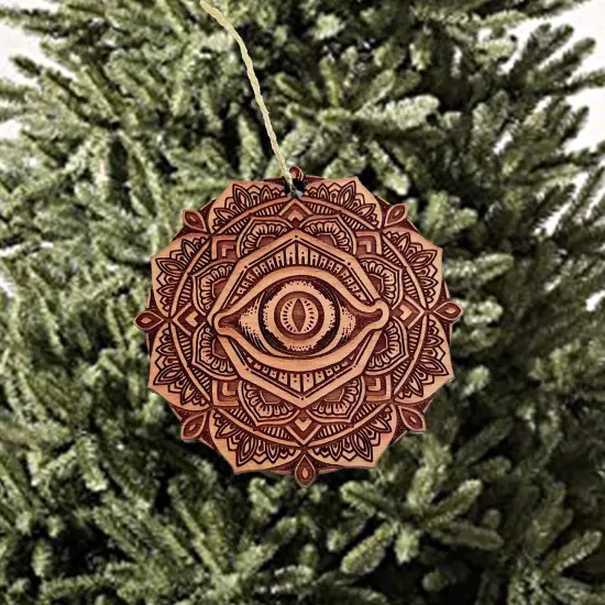 Third Eye Mandala - Cedar Ornament {2}