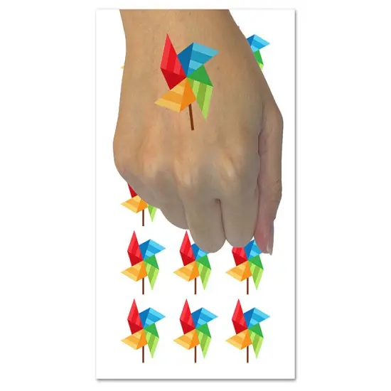 Striped Pinwheel Temporary Tattoo Water Resistant Fake Body Art Set Collection (1 Sheet) {1}