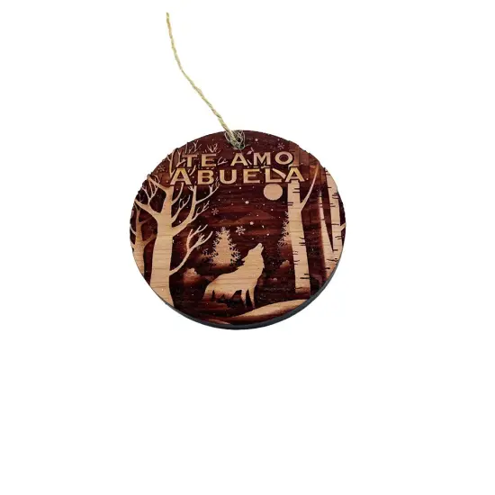 Te Amo Abuela Winter Wolf - Cedar Ornament {3}