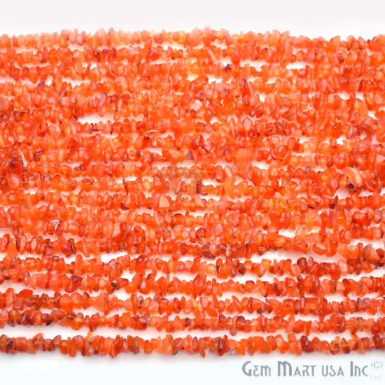 Carnelian Chip Beads, 34 Inch, Natural Chip Strands, Drilled Strung Nugget Beads, 3-7mm, Polished, GemMartUSA (CHCN-70001) {4}