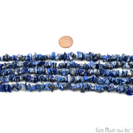Lapis Chip Beads, 34 Inch, Natural Chip Strands, Drilled Strung Nugget Beads, 7-10mm, Polished, GemMartUSA (CHLP-70004) {2}