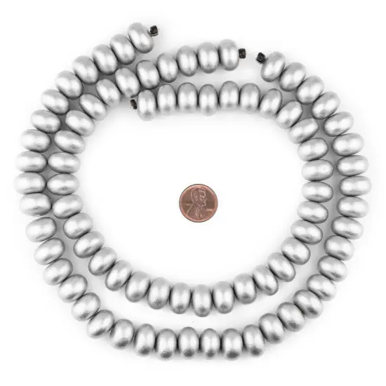 The Bead Chest Silver Abacus Natural Wood Beads (10x15mm): Organic Eco-Friendly Wooden Bead Strand for DIY Jewelry, Crafts, Necklace and Bracelet Making {2}