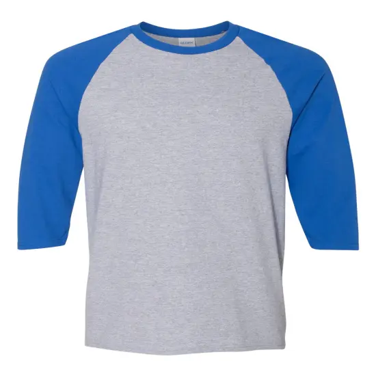 Gildan&reg; Heavy Cotton Raglan Crewneck Three-Quarter Sleeve T-Shirt Sport grey/ royal {1}