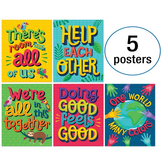Carson Dellosa One World 5-Piece Posters, Motivational 8.5" x 11" Tropical Wall Art With Positive Affirmations for Bulletin Board, Door, Boho Decor, Classroom Must Haves {2}