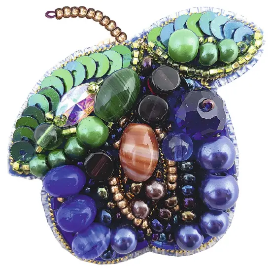 BP-277C Beadwork kit for creating brooch Crystal Art "Plum" {1}
