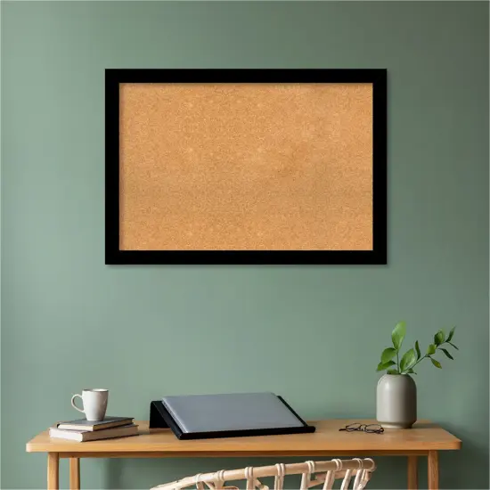 Basic Narrow Wood Framed Corkboard, Natural Cork Basic Black {5}