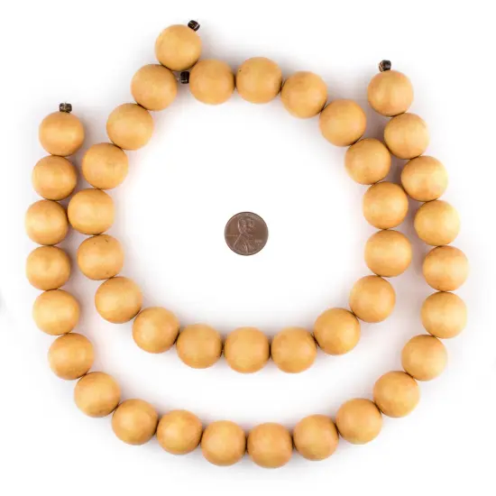 The Bead Chest Natural 20mm Wooden Beads in Yellow for Jewelry Making &ndash; Round Loose Wood Spacer Beads I Approximately 20 Beads {2}