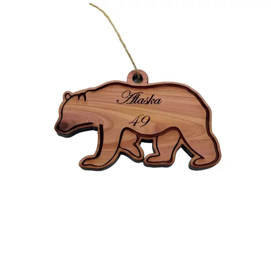 Alaska 49 with Bear - Cedar Ornament {1}