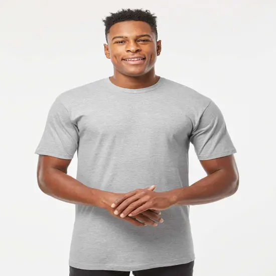 Tultex&reg; Heavyweight Jersey Pocket Crewneck Short Sleeve T-Shirt Heather grey {1}