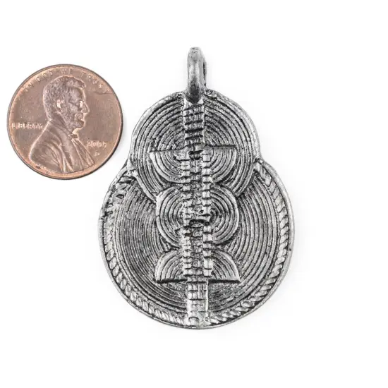 The Bead Chest Silver Double Sun & Moon Baule Pendant (32x46mm): African Tribal Metal Pendant for DIY Jewelry and Necklace {2}