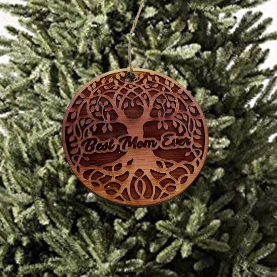 Best Mom Ever Tree of Life - Cedar Ornament {3}