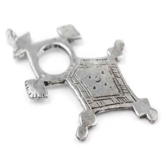 The Bead Chest Amgala Silver Moroccan Tuareg Cross Pendant (44x76mm): North African Tribal Berber Moroccan Sahara Pendant for Jewelry {3}
