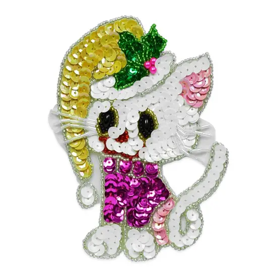 Cartoon Kitty Sequin Applique/Patch {1}