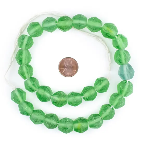 The Bead Chest Green Sea Glass Java Faceted Bicone Beads {2}