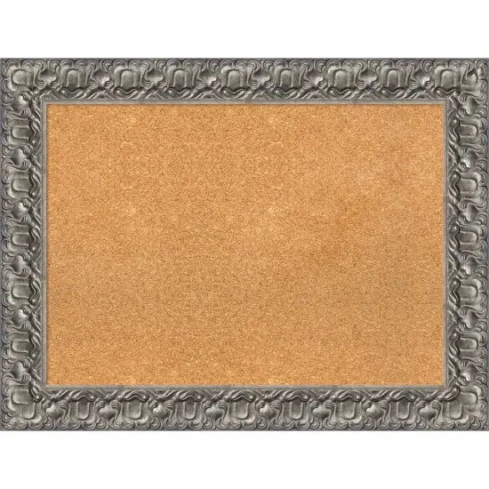 Silver Luxor Wood Framed Corkboard, Natural Cork {1}