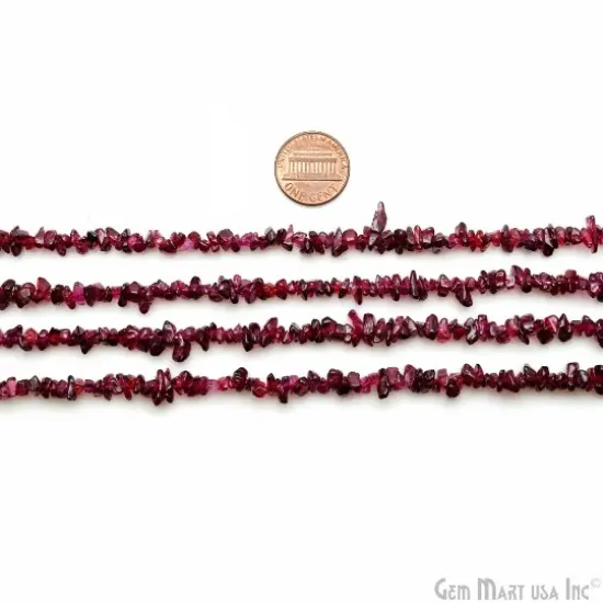 Rhodolite Chip Beads, 34 Inch, Natural Chip Strands, Drilled Strung Nugget Beads, 3-7mm, Polished, GemMartUSA (CHRD-70001) {2}