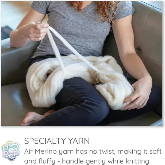 DIY Merino Wool Blanket Knitting Kit: Soft and Thick #7 Weight Jumbo Yarn, Knitting Needles and Pattern. Soft, Cozy, Great for Gifts Black {6}