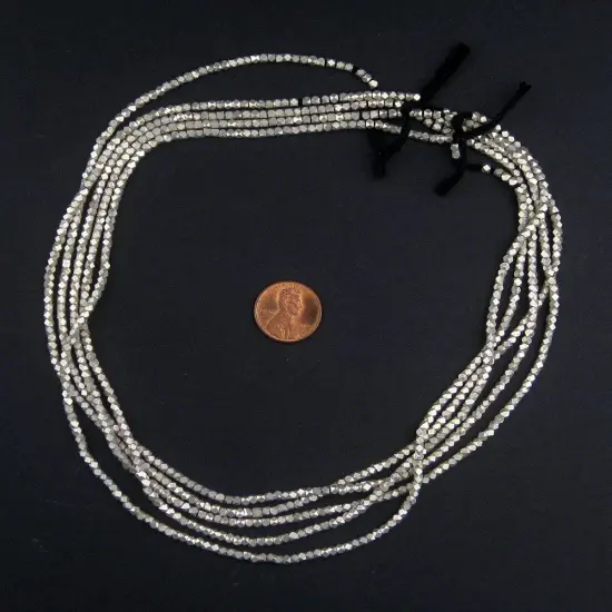 The Bead Chest Cornerless Cube Beads - Full Strand of Faceted Ethnic Metal Spacers (2mm, Silver) {2}