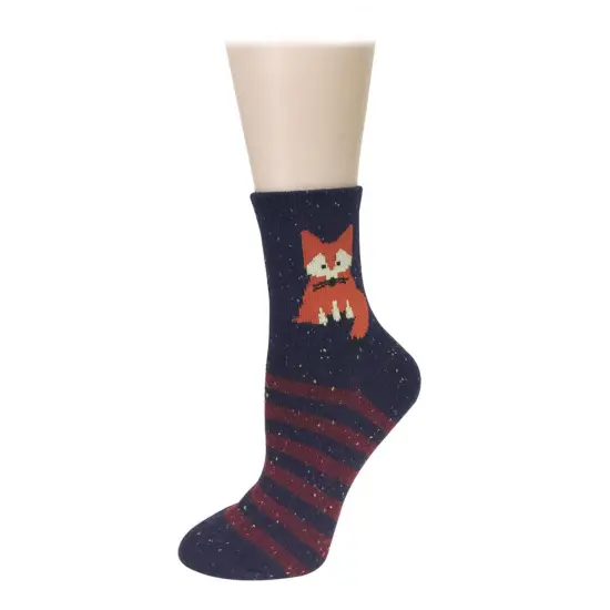 Wrapables Thick Rabbit Hair Wool Crew Socks (Set of 6), Fox and Elephant {4}