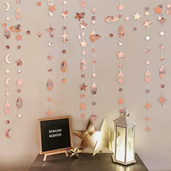 Eid Mubarak Ramadan Decorations Hanging Star Moon Circle Dot Crescent Lamp Garland Streamer Backdrop Banner Decorations for Home Happy Ramadan Islam Muslim Wedding Birthday Party {3}