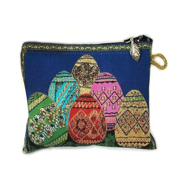 Pysanky Pysanki Wooden Ukrainian Hand Painted Easter Eggs - Set of 3 & Pouch {2}