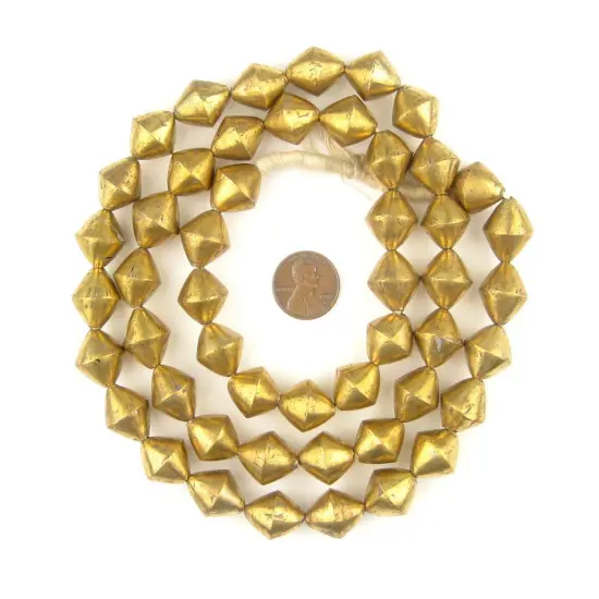 The Bead Chest Mali Brass Bicone Beads 17x14mm African 32 Inch Strand Handmade {2}