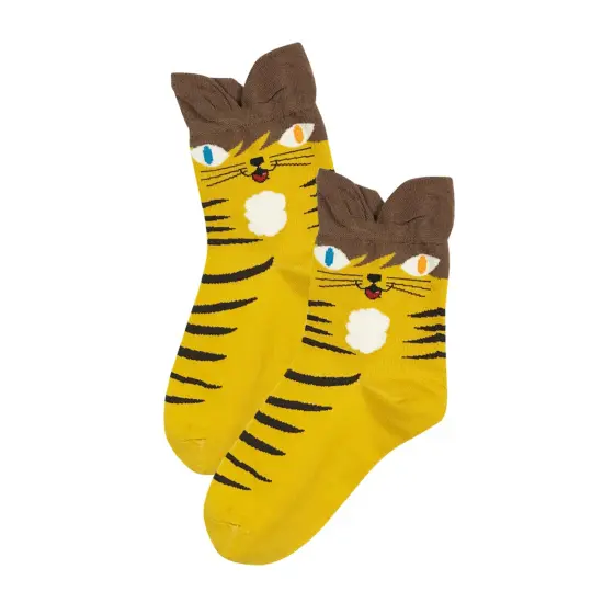 Wrapables Novelty Animal Print Crew Socks (Set of 5), Oh My Kitty {3}