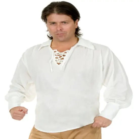 Adult Unisex Pirate Or Colonial White Lace Up Costume Shirt {1}