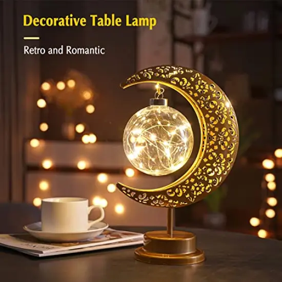 Enchanted Lunar Lamp, Ramadan Decorations Lamp for Bedroom, Magic Kids Night Lights, Crescent Moon Light, Battery Operated Table Lamp, Galaxy Light, Eid Home Decor, Christmas Decor, Gifts {3}