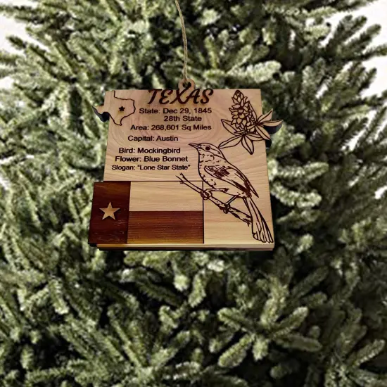Texas 28th State - Cedar Ornament {2}