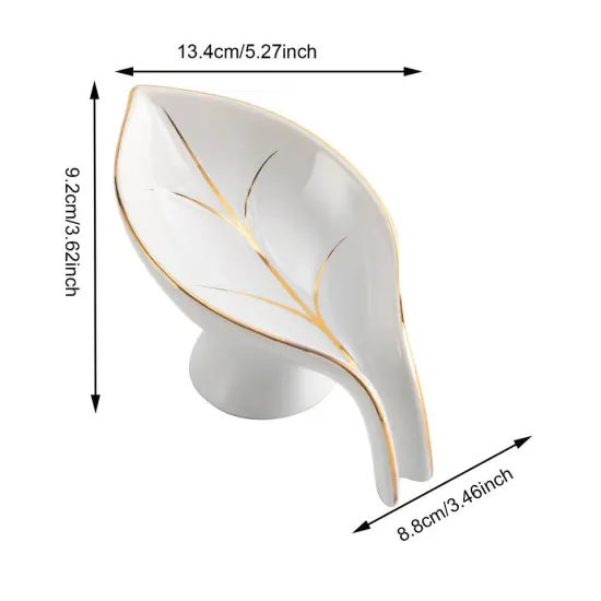 Soap Box Drain Waterfall Dish Leaf Shaped Ceramic Soap Dish Soap Dish w/ Drain {2}
