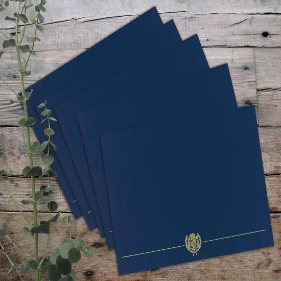 Great Papers! Classic Certificate Cover with Gold Foil Crest, Navy, 12" x 9.375"(folded) with Die-Cuts for 8.5" x 11" Documents, 5 Count {2}