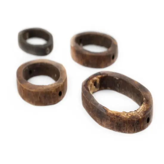 The Bead Chest Brown Camel Bone Ring Beads (Set of 4) {3}
