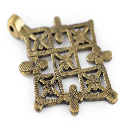 The Bead Chest Brass Ethiopian Coptic Cross Pendant, African Abyssinian Design, Orthodox Christian Pendant for Jewelry {3}