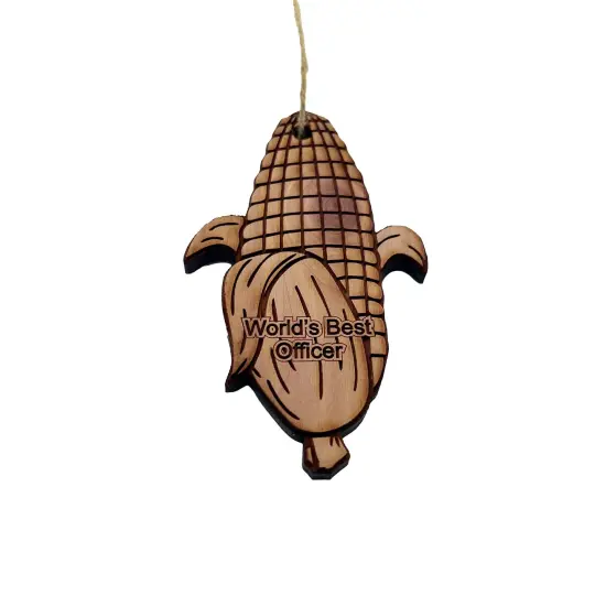 Worlds Best Officer Corn on the cob - Cedar Ornament {3}