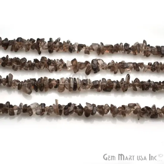 Smokey Topaz Chip Beads, 34 Inch, Natural Chip Strands, Drilled Strung Nugget Beads, 3-7mm, Polished, GemMartUSA (CHST-70001) {6}