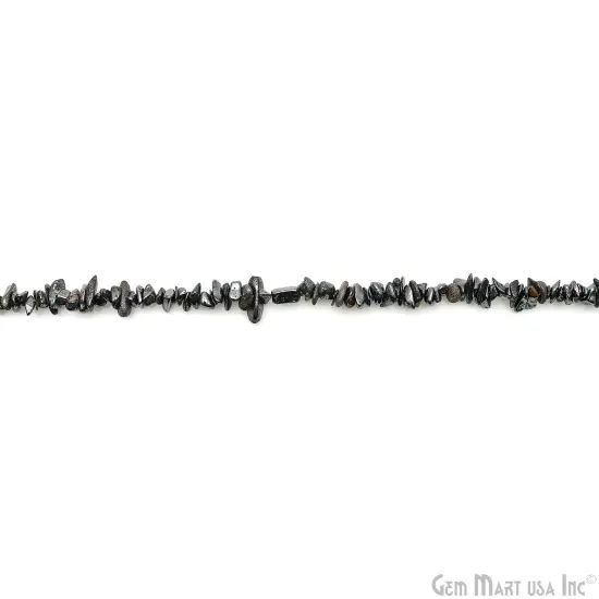Hematite Chip Beads, 34 Inch, Natural Chip Strands, Drilled Strung Nugget Beads, 3-7mm, Polished, GemMartUSA (CHHT-70001) {4}