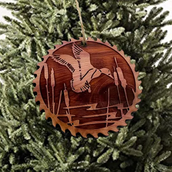 Sawblade with Duck - Cedar Ornament {2}