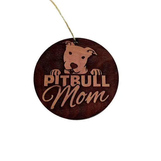 Pitbull Mom - Cedar Ornament {3}