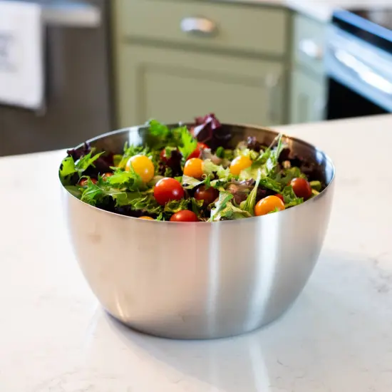 OXO Stainless Steel Salad Spinner with Locking Lid Rubber Bottom {7}